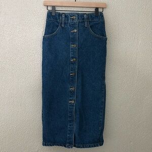 Women’s Watch LA Maxi Button‎ up Denim Skirt Small Vintage Y2K 90’s Cotton USA